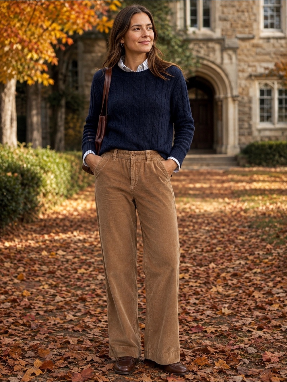 Garnet Hill Wide Leg Baby Corduroy Flat Front Trousers Camel Tan size 8
